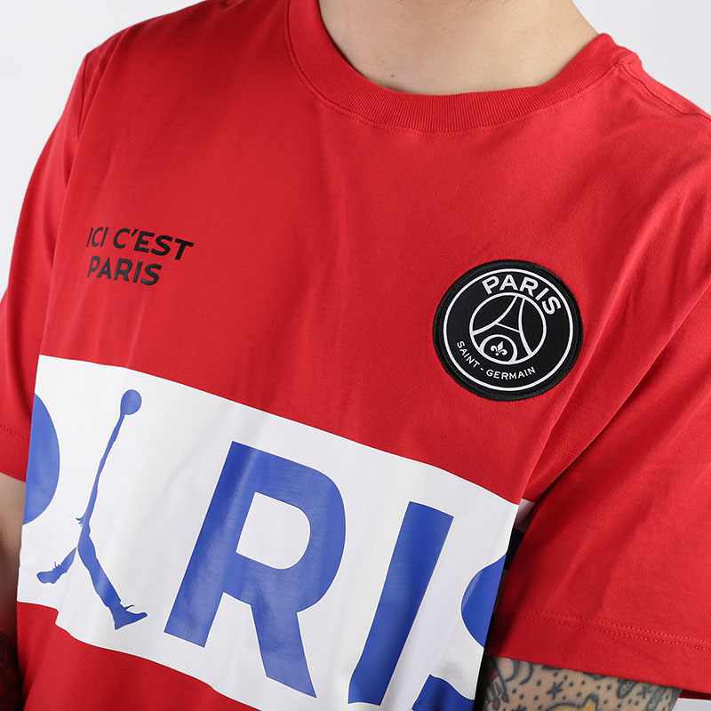 мужская красная футболка Jordan Paris Saint-Germain Tee BQ8389-657 - цена, описание, фото 2